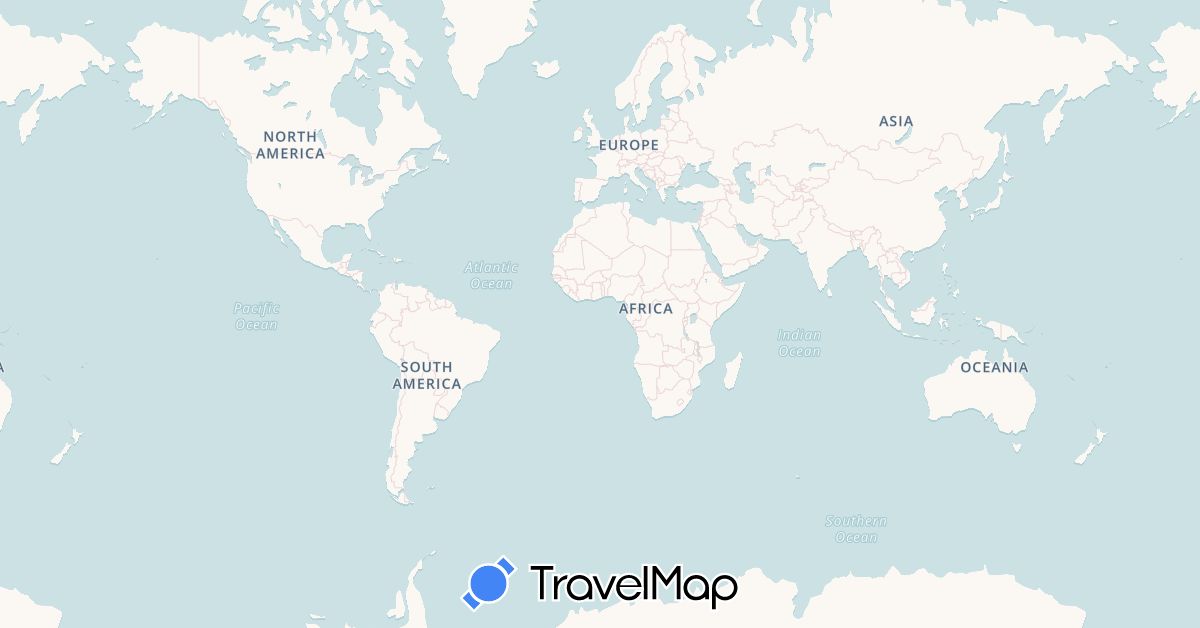 TravelMap itinerary: bus, plane, cycling, train, hiking, boat in Argentina, Austria, Bolivia, Chile, Germany, Spain, Peru (Europe, South America)